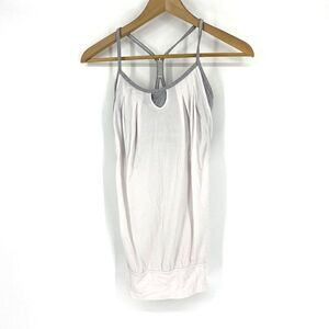 Lululemon Tank Top Size 4 Womens White Black Let It Loose Yoga Layered Bra Run